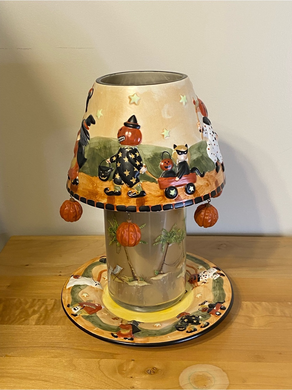 2005 Rare Vintage Teresa Kogut Halloween Candle Glow in The Dark Lampshade Plate